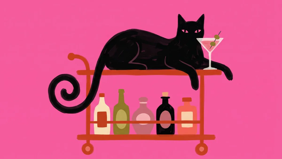 Cheeky Bar Cart Cat shown on your frame