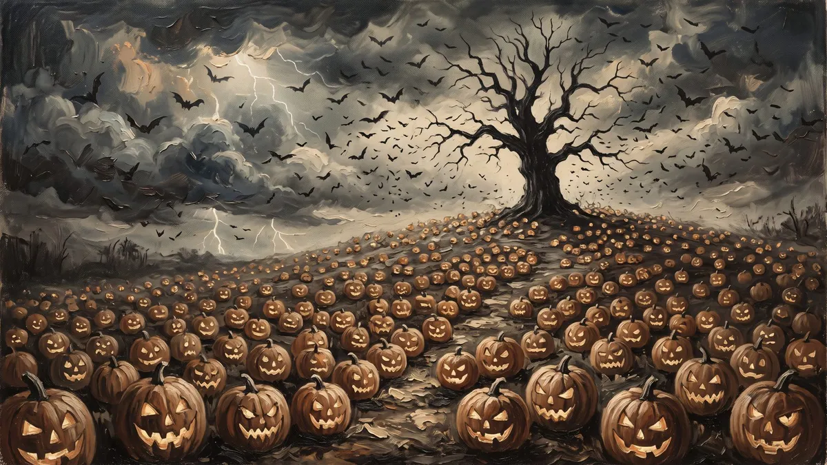 Pumpkin Patch Spooky Tree Lightning shown on your frame