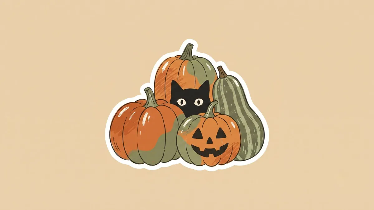 Black Cat Pumpkin Patch Minimalist shown on your frame