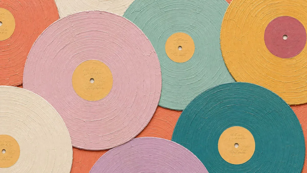 Pastel Vinyl Records Collage shown on your frame