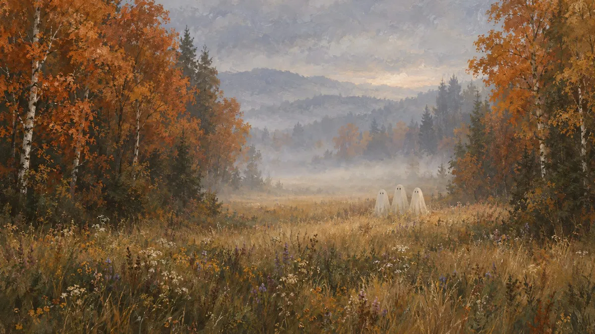 Ghostly Autumn Meadow shown on your frame
