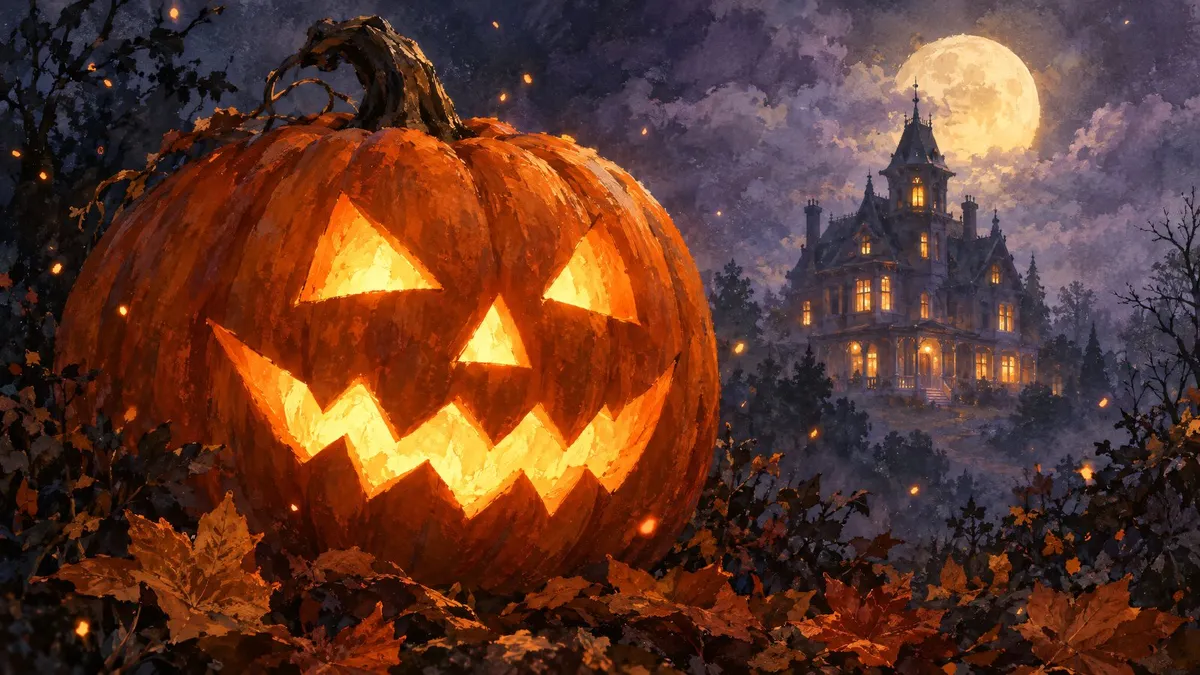 Jack O Lantern Haunted House shown on your frame