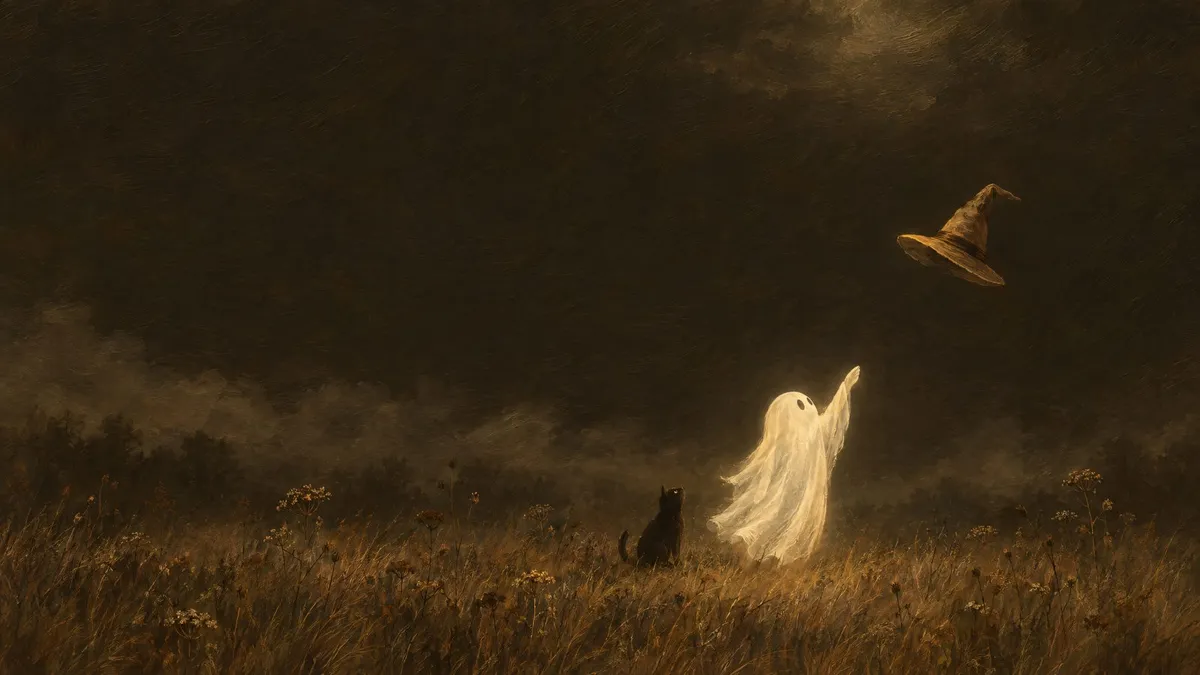 Ghost Chasing Witch Hat shown on your frame