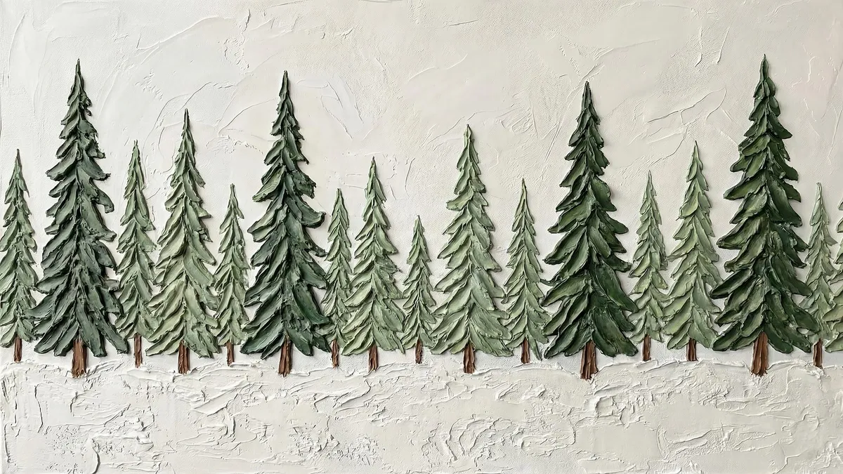 Minimalist Winter Pines shown on your frame