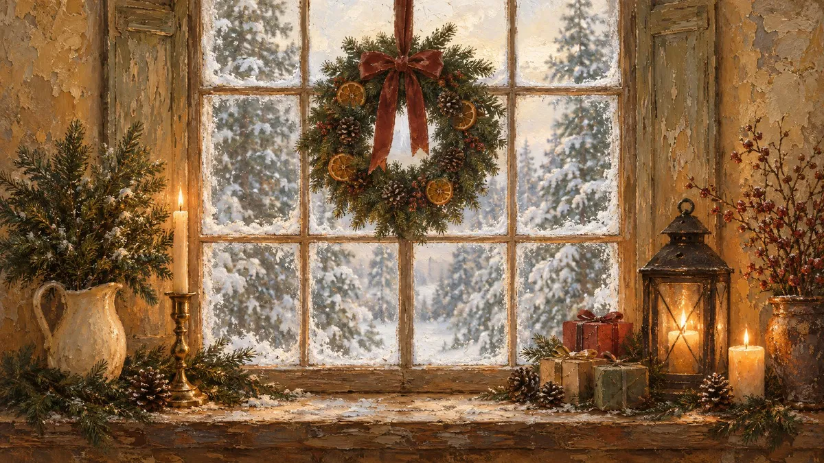 Snowy Window Wreath shown on your frame