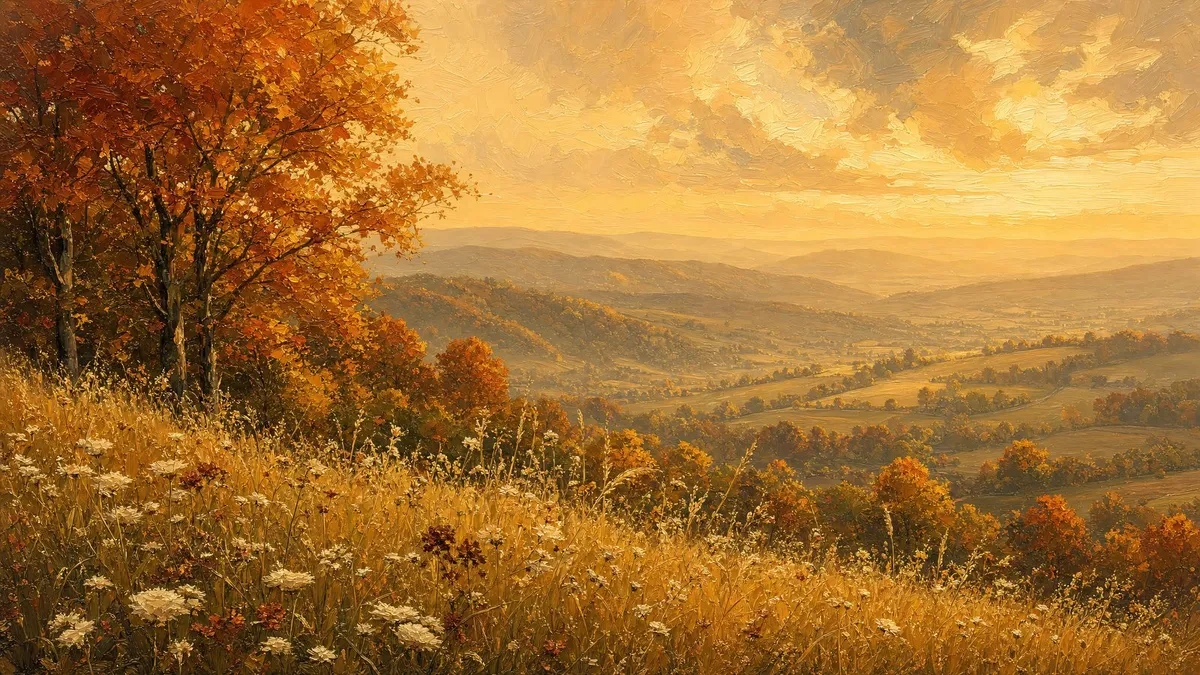 Golden Autumn Valley shown on your frame