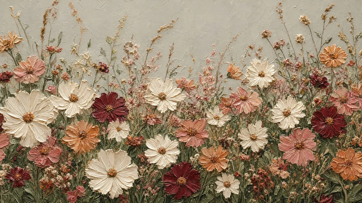 Impasto Wildflower Meadow shown on your frame
