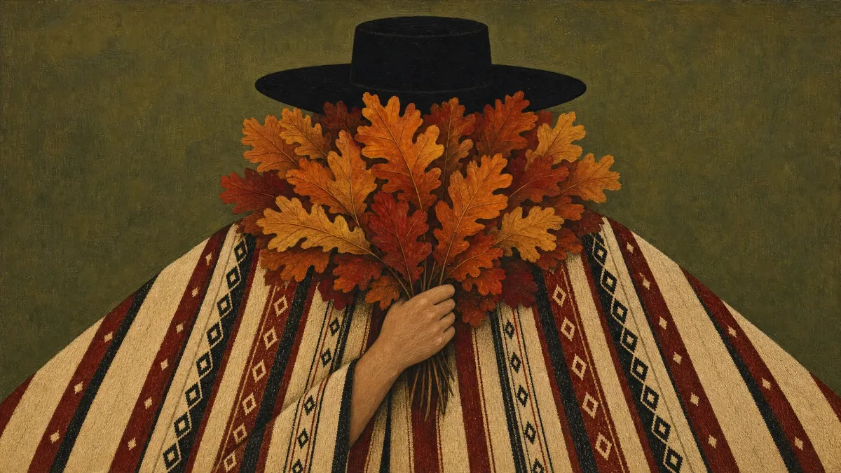 Autumn Leaf Bouquet Portrait shown on your frame