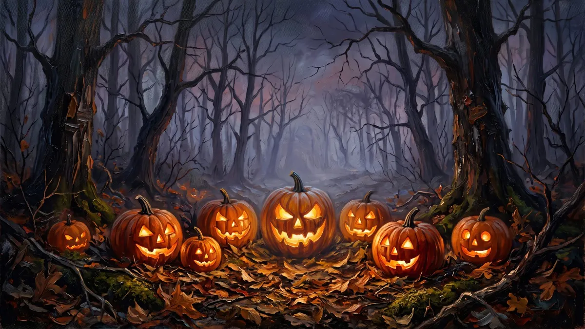 Spooky Pumpkin Forest shown on your frame