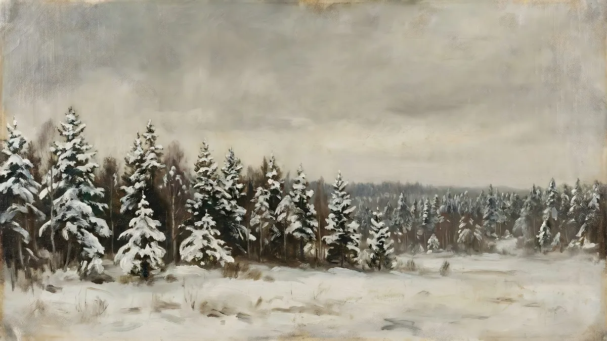 Vintage Winter Forest Landscape shown on your frame