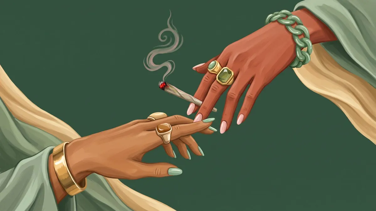 Jade Hands Passing Smoke shown on your frame
