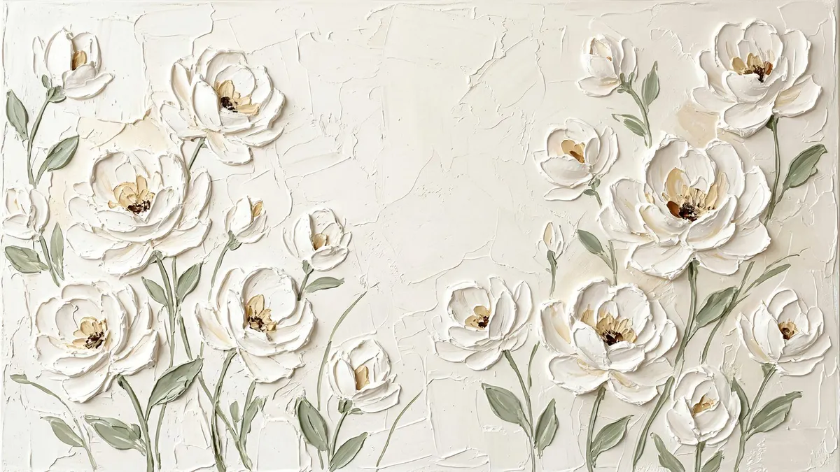 Textured White Floral shown on your frame