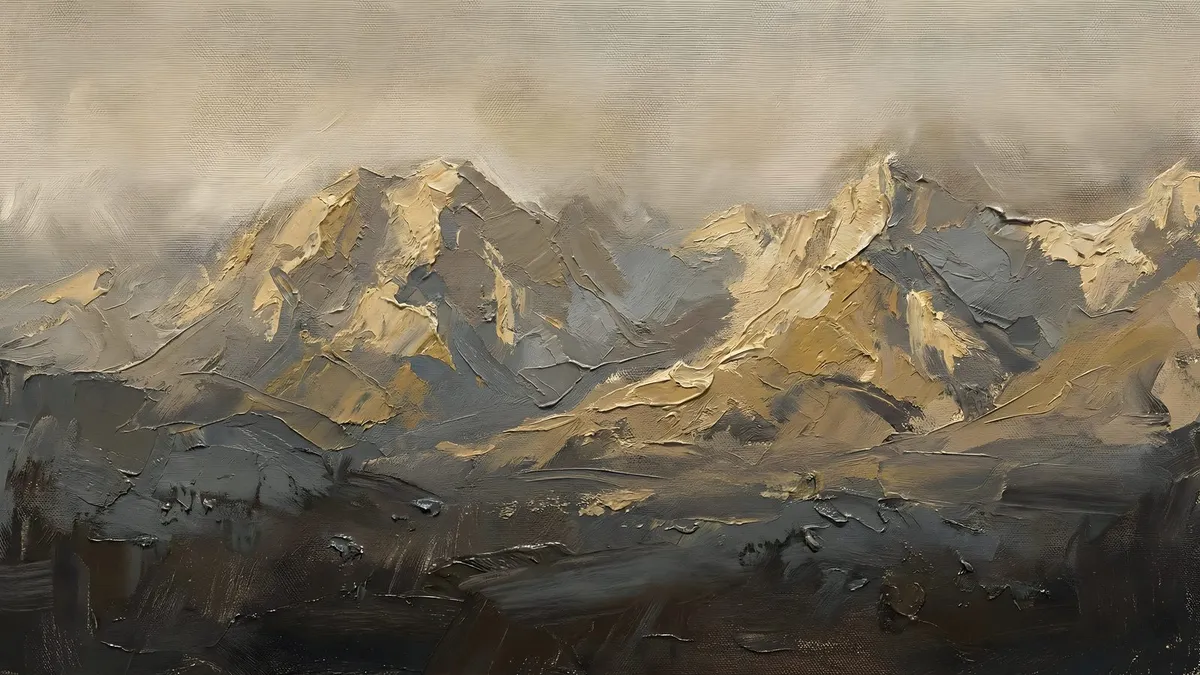 Moody Mountain Peaks shown on your frame