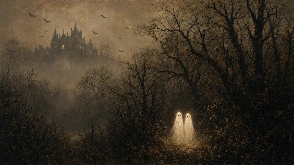 Moody Haunted Forest Ghosts shown on your frame