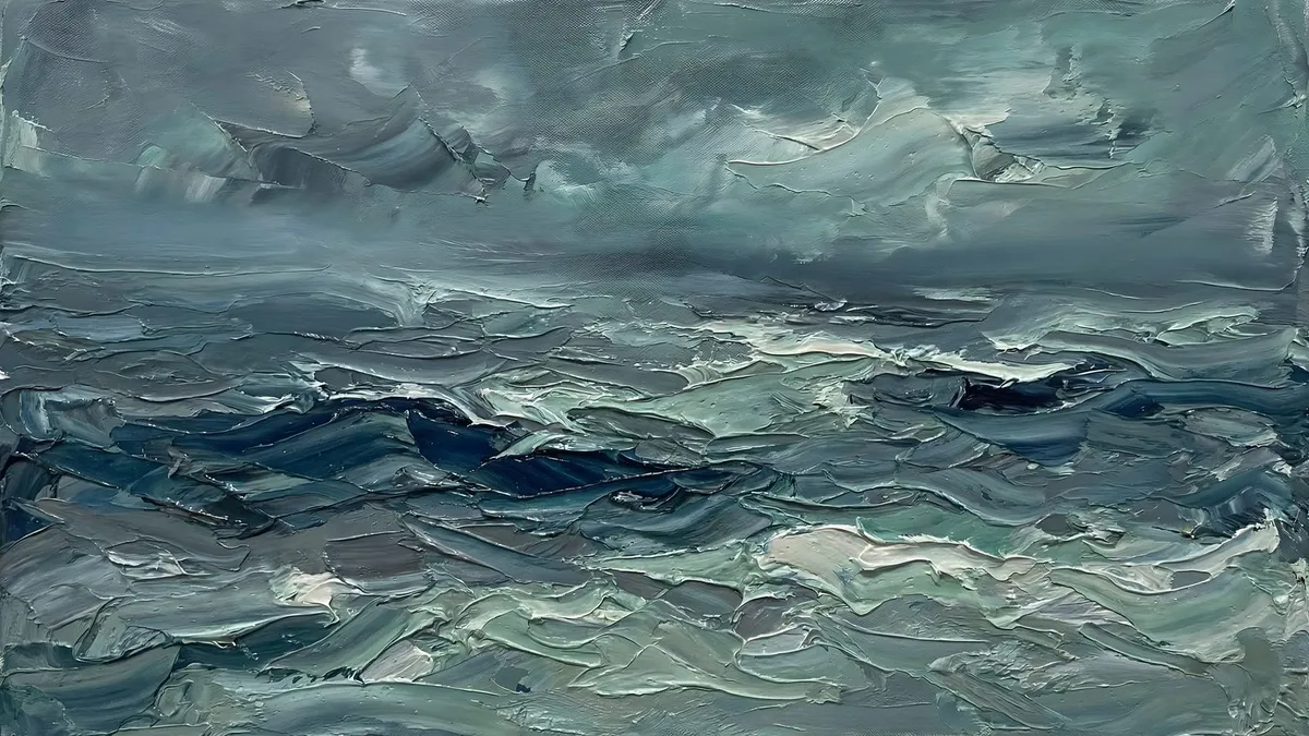 Moody Abstract Ocean Waves shown on your frame