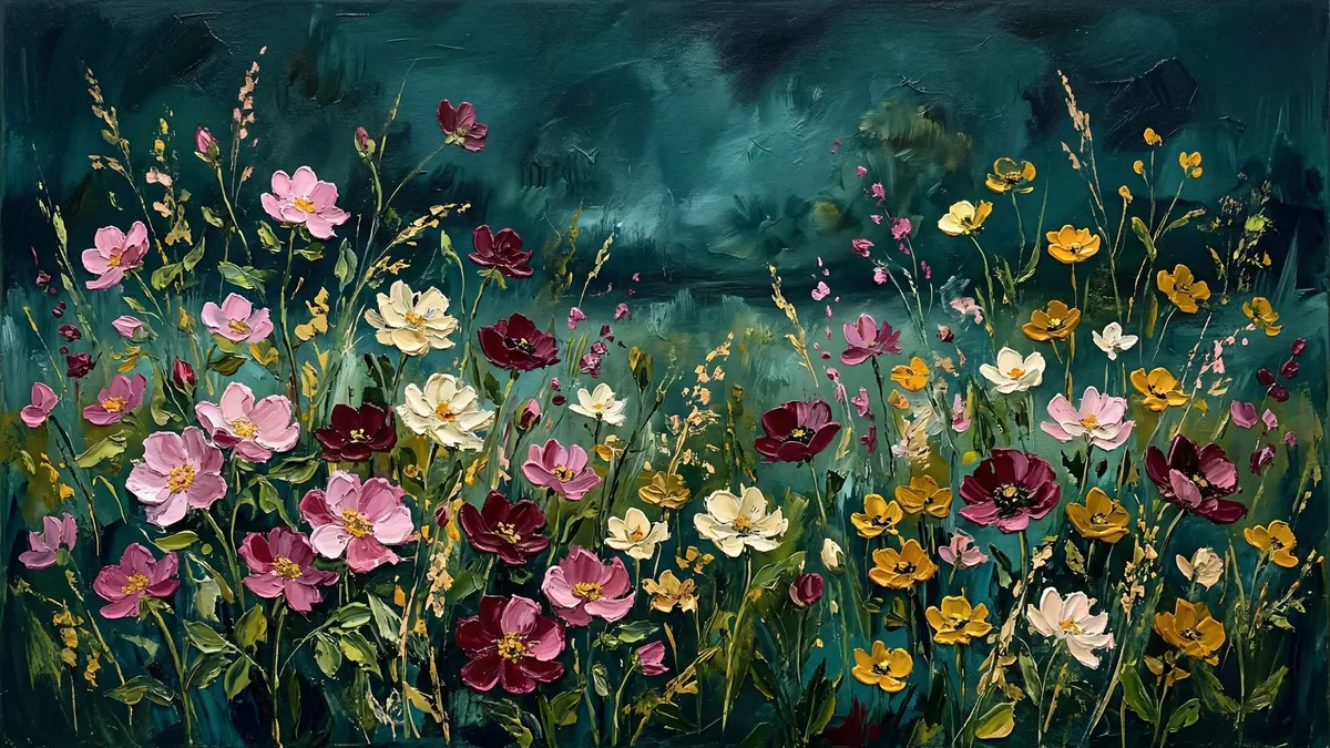 Moody Wildflowers shown on your frame