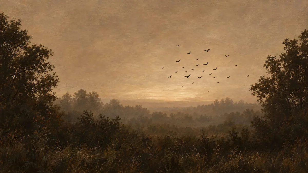 Vintage Bats Moody Landscape shown on your frame