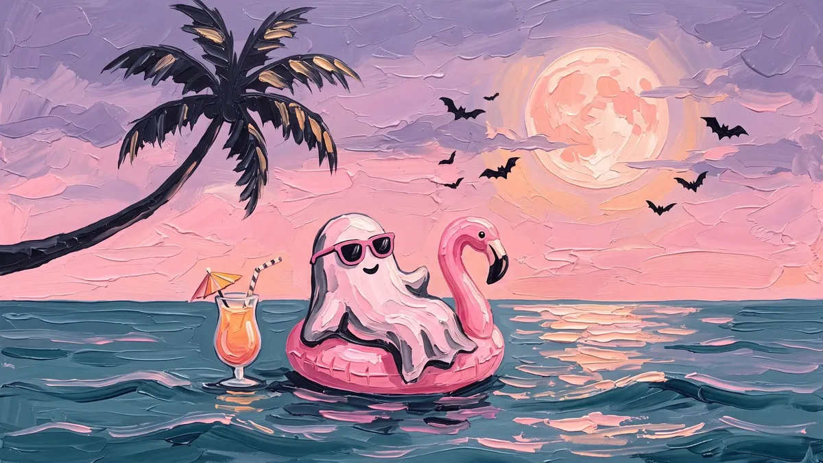 Tropical Halloween Ghost Float shown on your frame