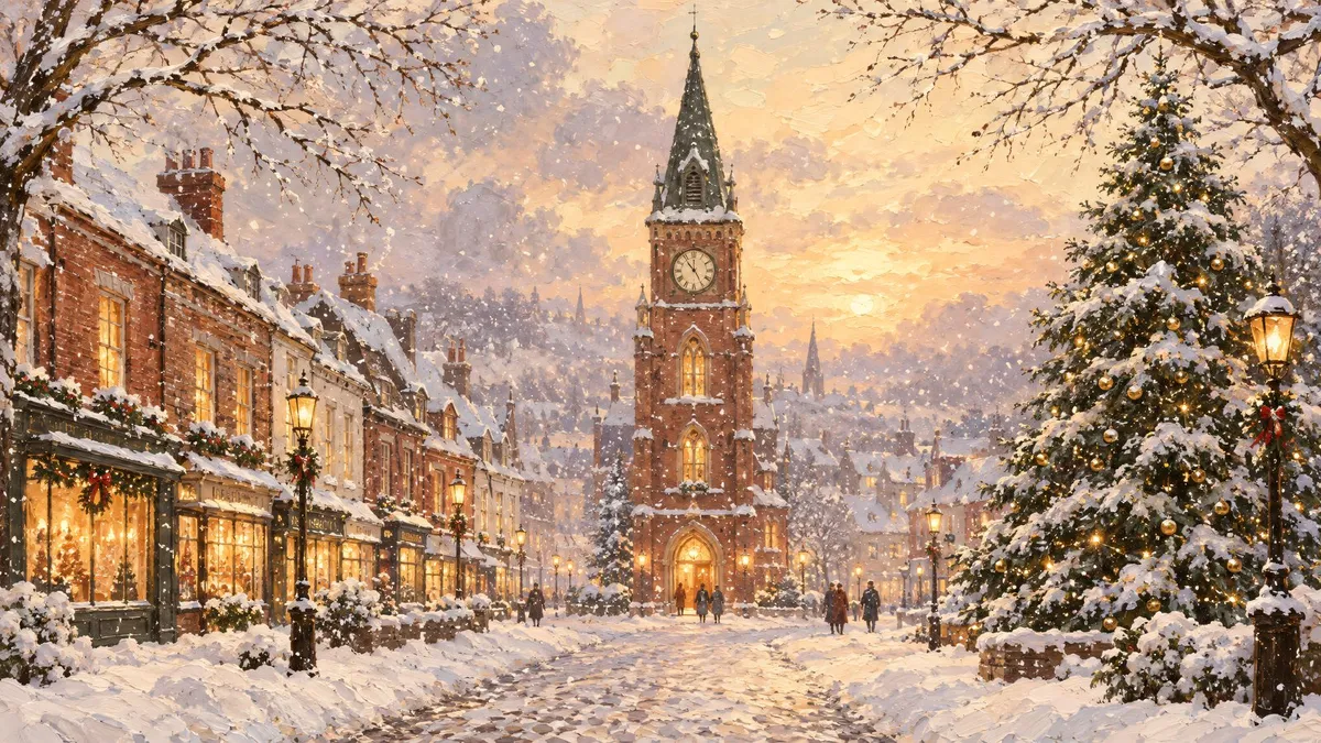 Clocktower Winter Square shown on your frame