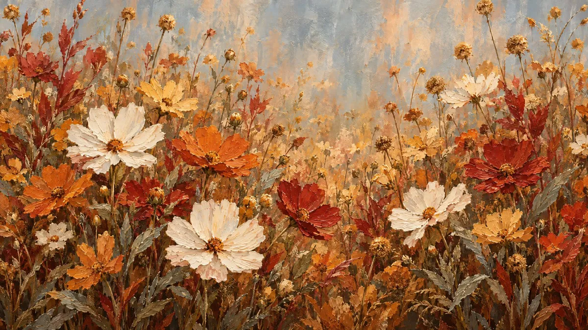 Autumn Wildflower Impasto shown on your frame