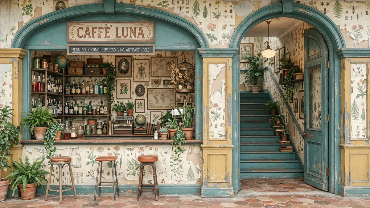 Vintage Italian Cafe shown on your frame