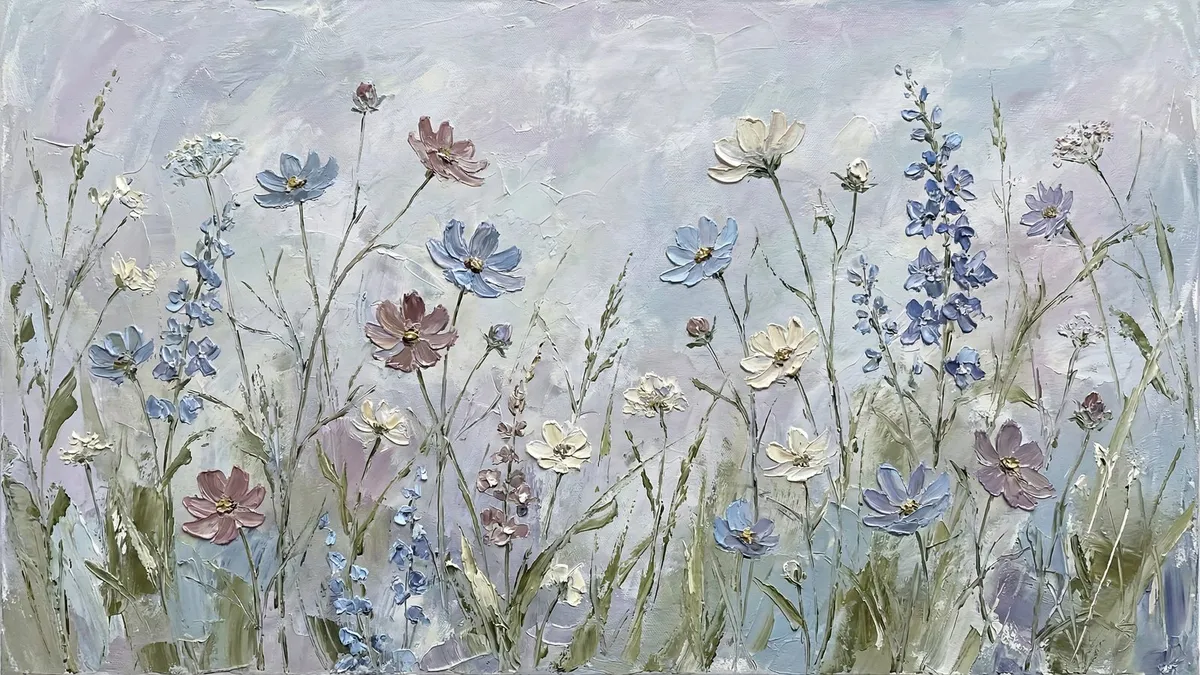 Pastel Wildflower Meadow shown on your frame
