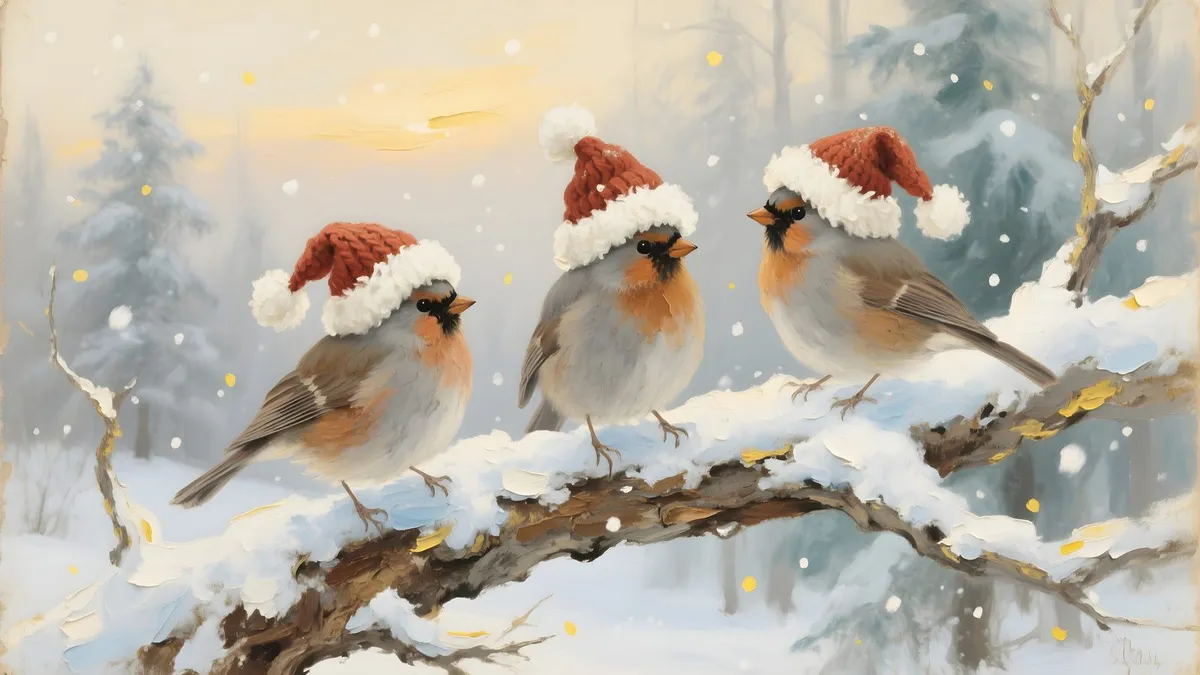Christmas Robins Winter Birds shown on your frame