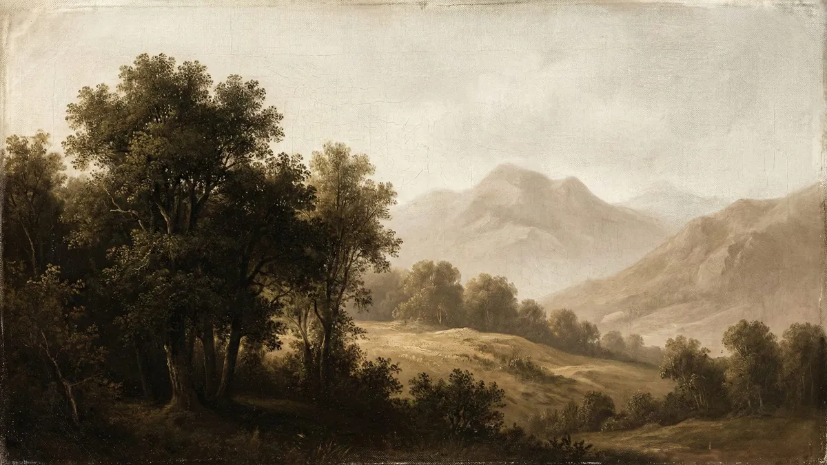 Moody Vintage Forest Landscape shown on your frame