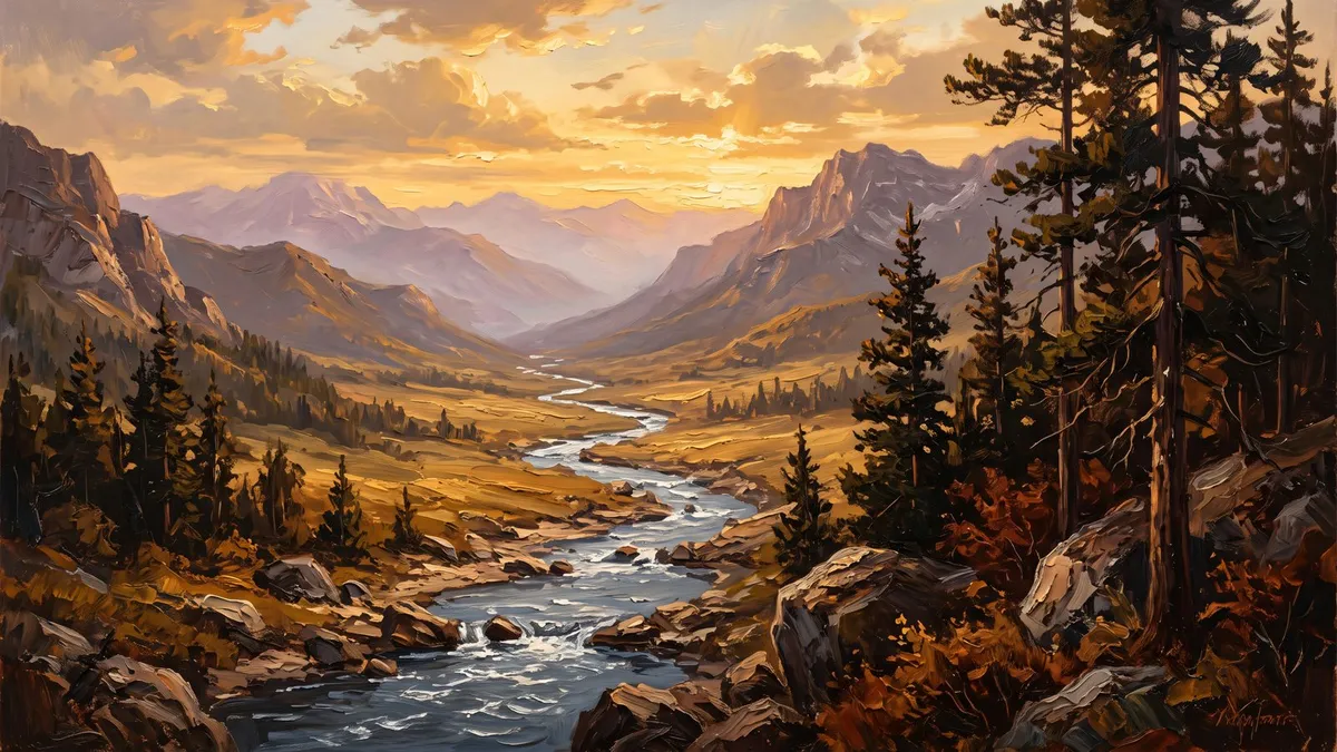 Golden Mountain Valley Sunset shown on your frame