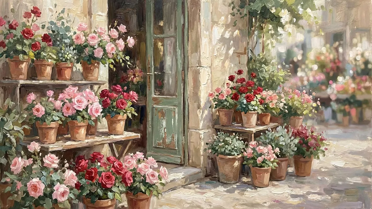 Spring Village Flower Shop shown on your frame