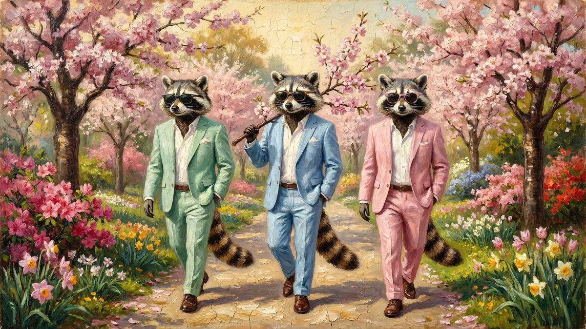 Raccoon Gang Suits Spring Path shown on your frame