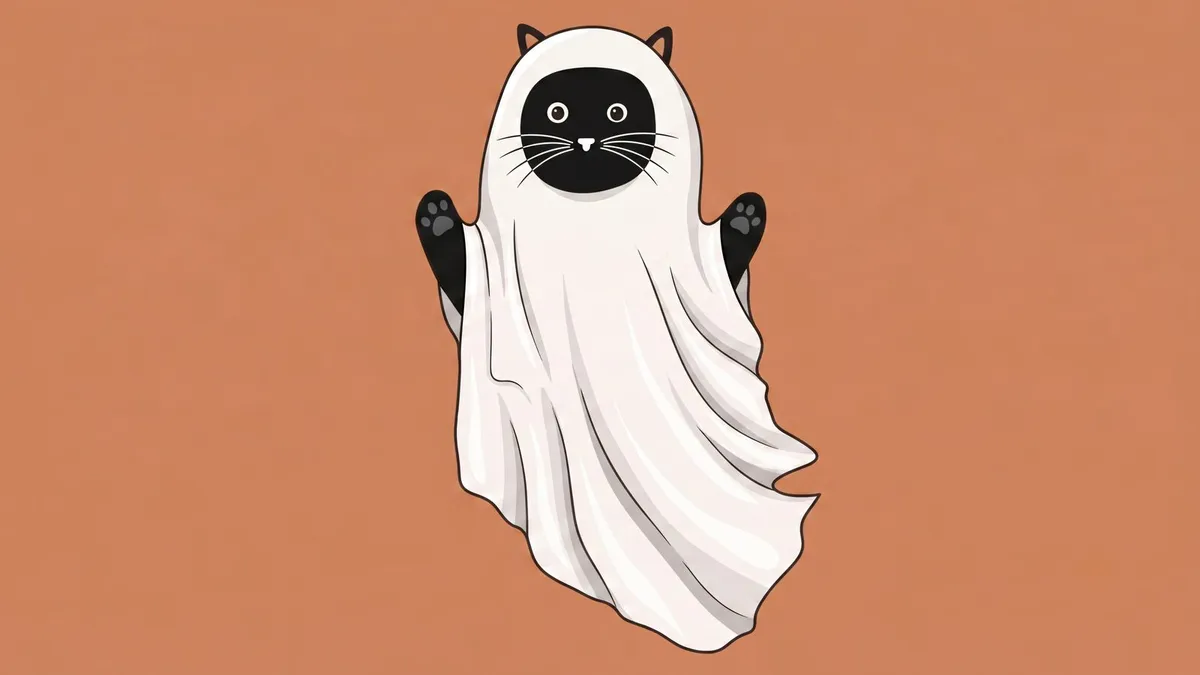Minimalist Siamese Ghost Cat shown on your frame