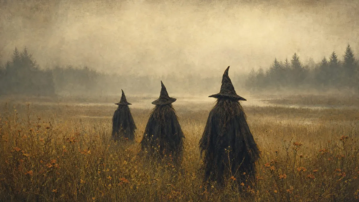 Three Witches In Fog shown on your frame