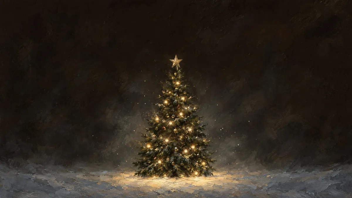 Moody Candlelit Christmas Tree shown on your frame