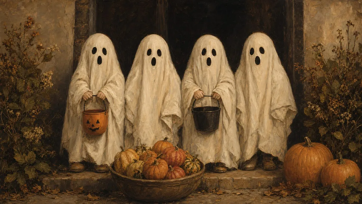 Ghost Children Trick-or-Treat shown on your frame