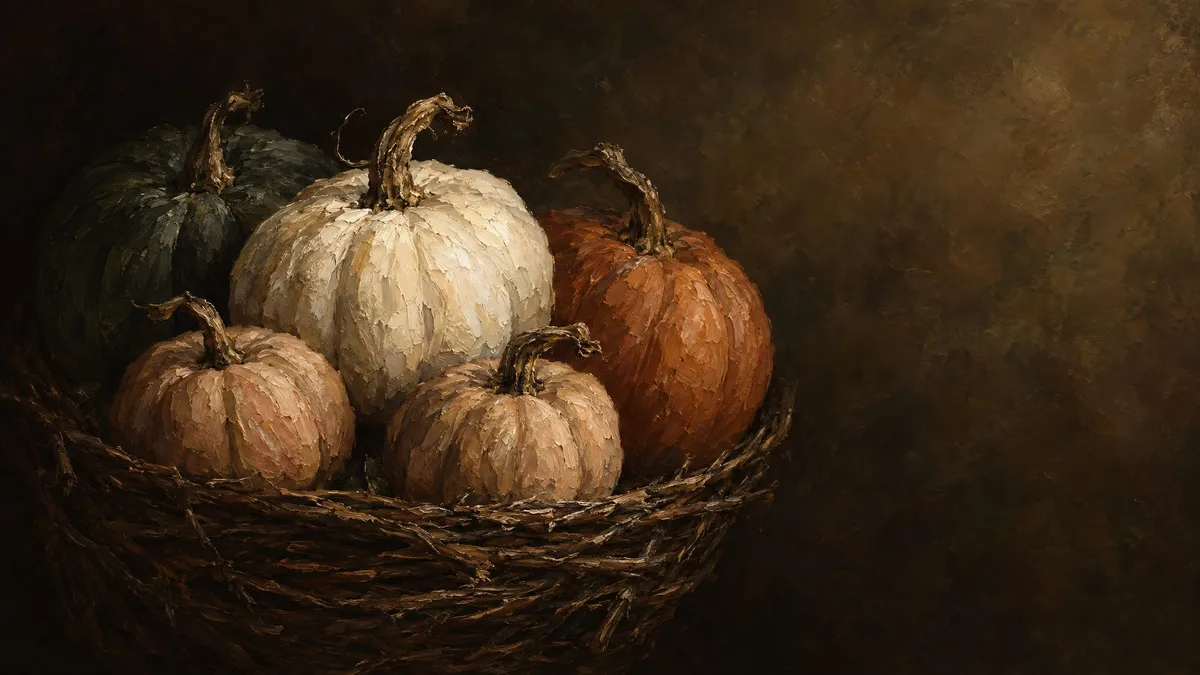 Moody Pumpkin Still Life shown on your frame