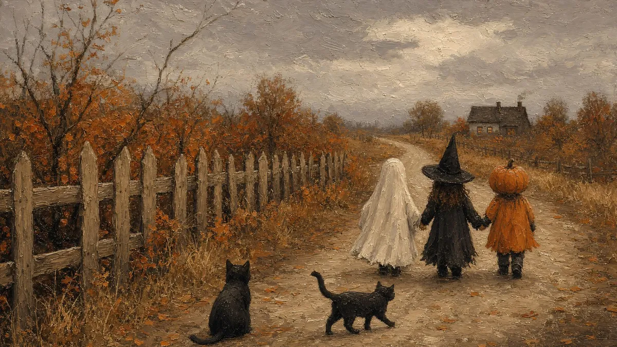 Halloween Trick-or-Treaters shown on your frame