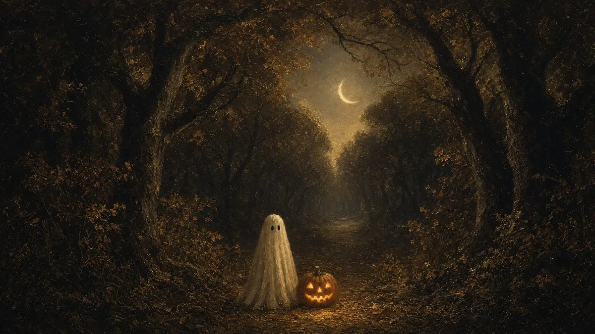 Ghost Jack O Lantern Forest shown on your frame