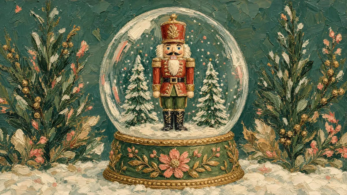 Nutcracker Snow Globe shown on your frame