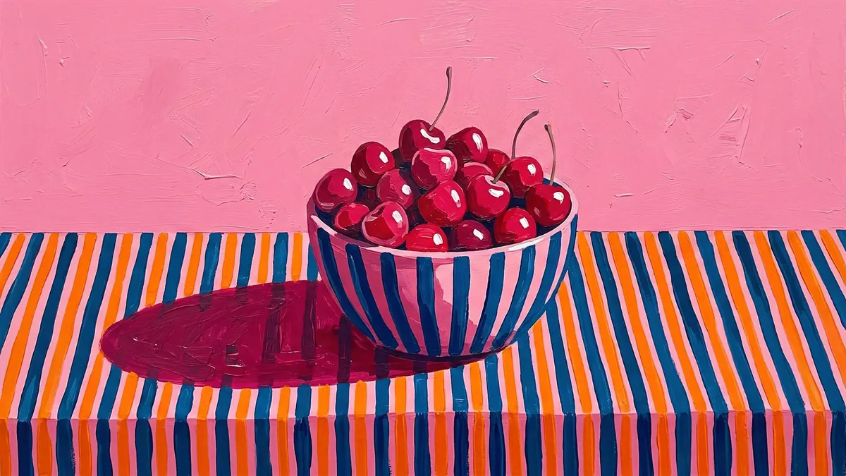 Vibrant Cherry Bowl shown on your frame