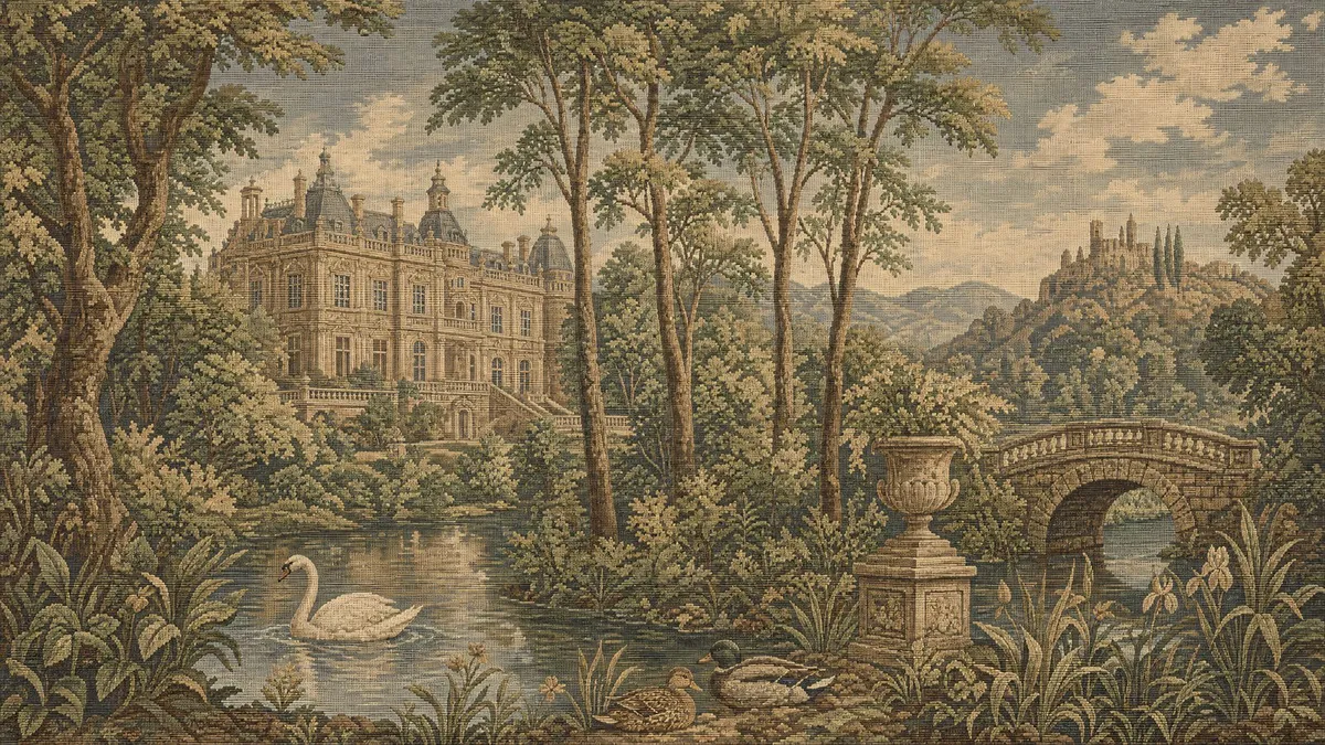 Vintage European Garden Tapestry shown on your frame