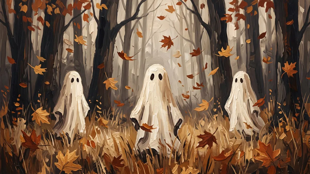 Whimsical Autumn Ghosts shown on your frame