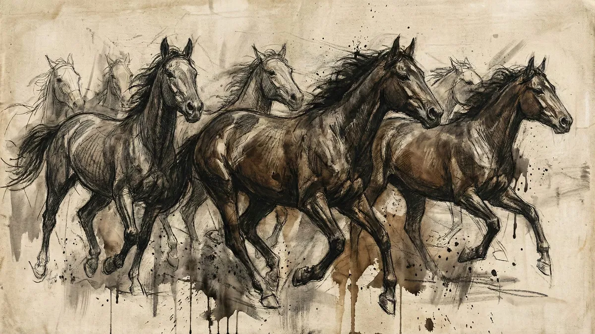 Vintage Horse Sketch shown on your frame