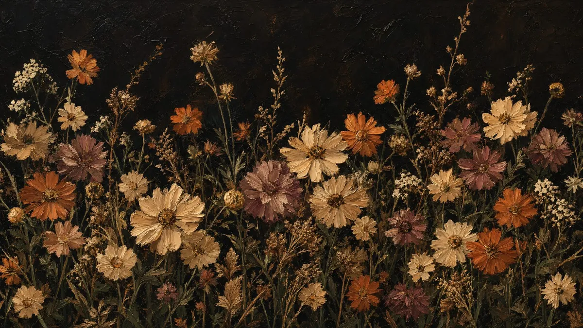 Dark Wildflower Meadow shown on your frame