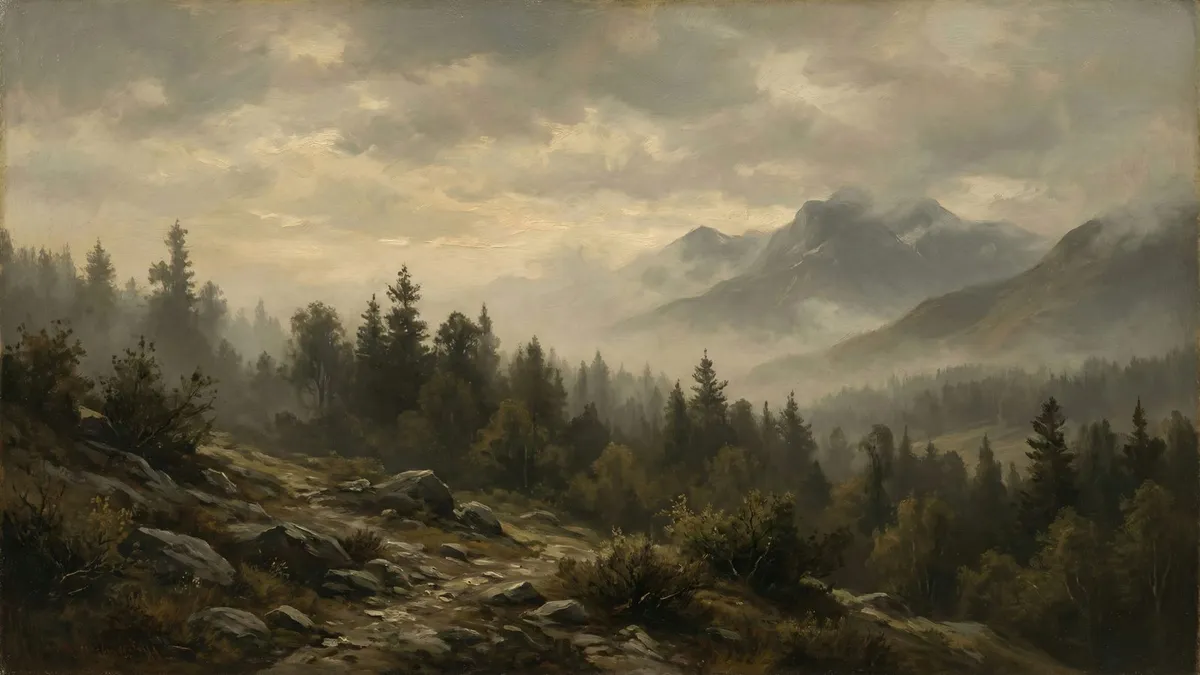 Misty Mountain Forest shown on your frame
