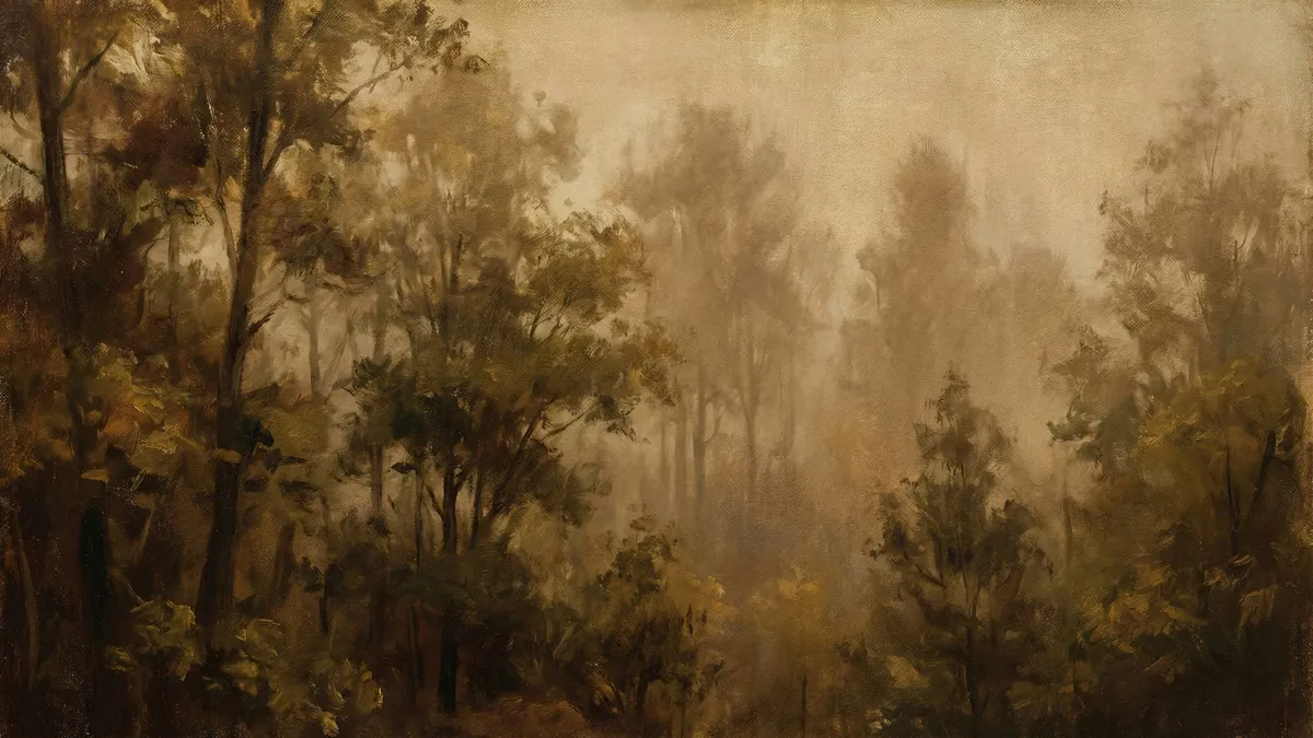 Moody Misty Forest shown on your frame