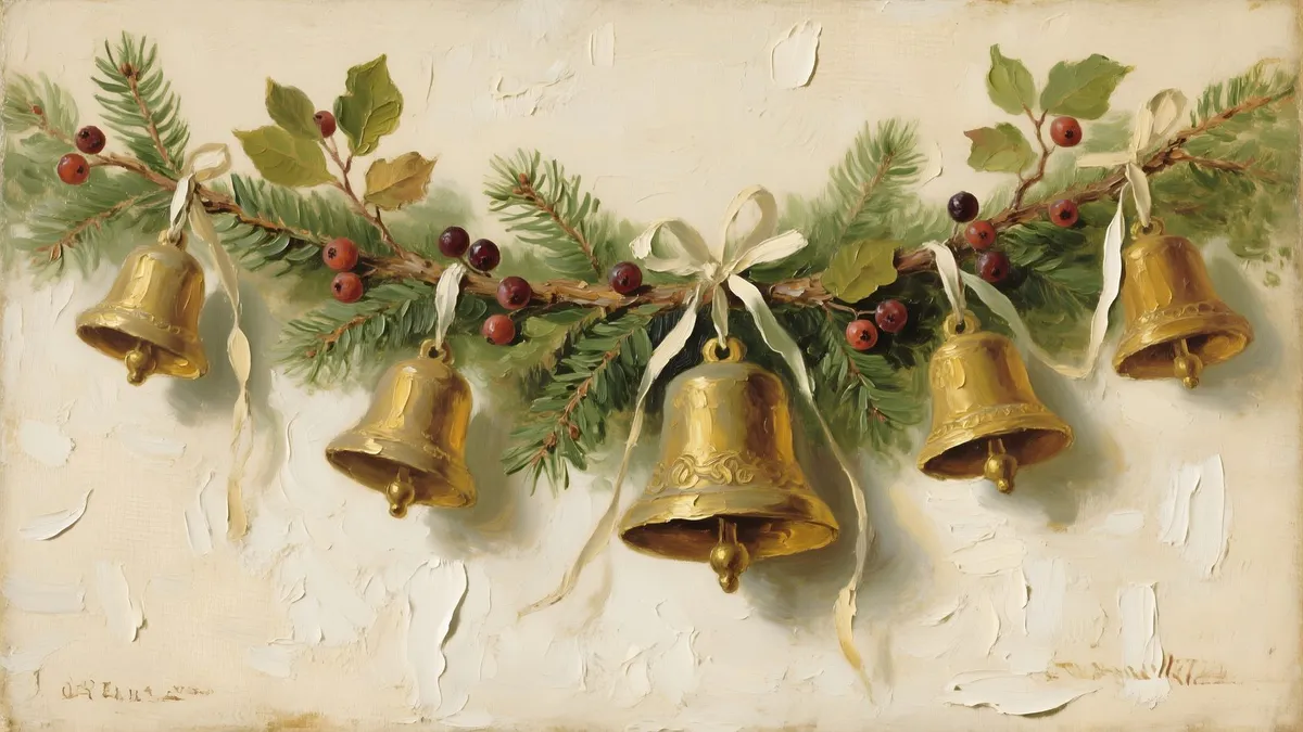Vintage Christmas Bells Garland shown on your frame