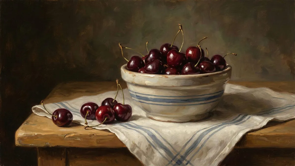 Rich Cherry Bowl shown on your frame
