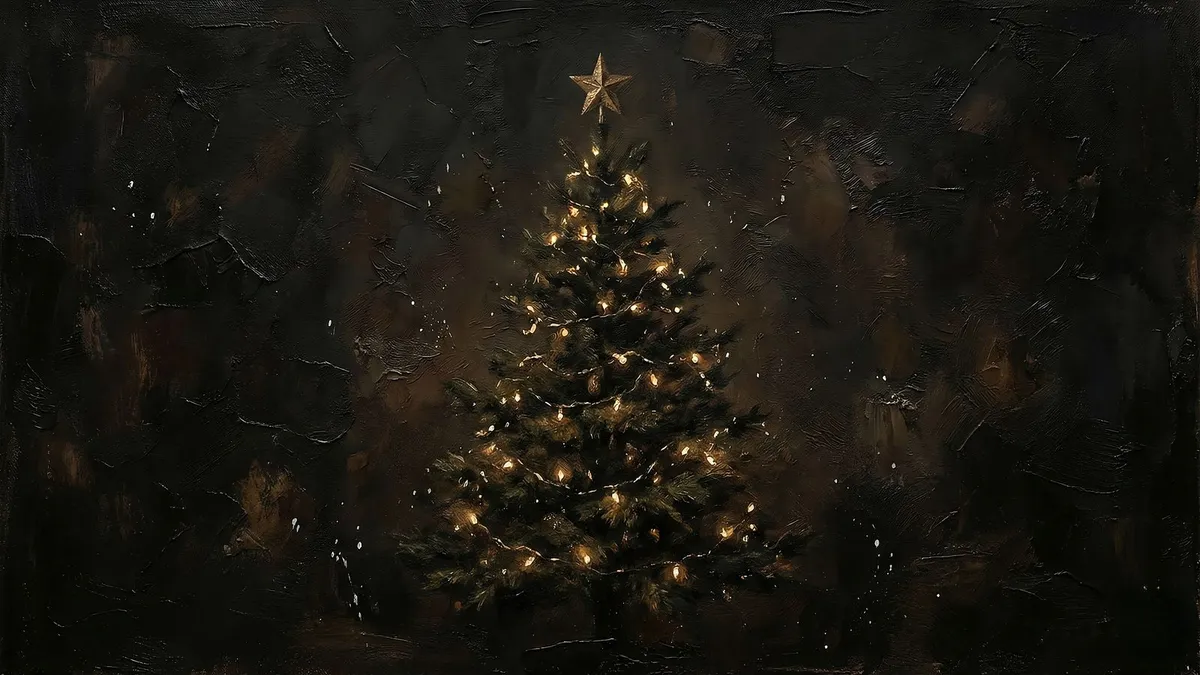 Moody Glowing Xmas Tree shown on your frame