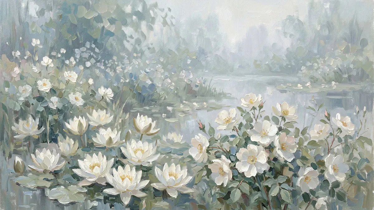 Spring Water Lily Pond shown on your frame